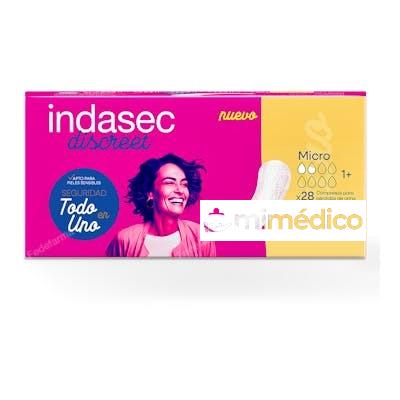 COMPRESA INDASEC DISCREET ABSO INC MICRO/LEVE 45 ML 28 UN 1, INDAS