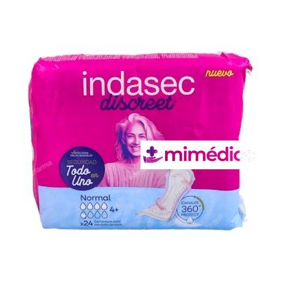 COMPRESA INDASEC DISCREET ABSO INC NORMAL/LEVE 155 ML 24 UN INDAS