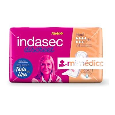 COMPRESA INDASEC DISCREET ABSO INC MAXI/LEVE 600 ML 15 UN 6 INDAS