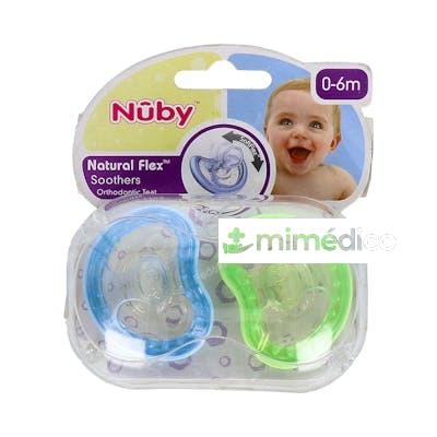 NUBY CHUPETE NATURAL FLEX TETINA SILIC ORTHO ANAT 0-6 M 2 UN NUBY