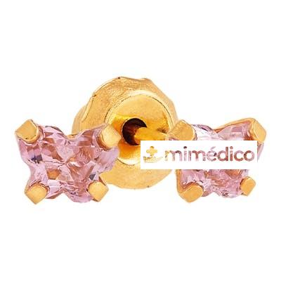 PRIM PENDIENTE INV 896-10 24KT-MARIPOSA ROSA INVERNES