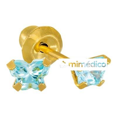 PRIM PENDIENTE INV 896-3 24K-MARIPOSA AGUAMARINA INVERNES