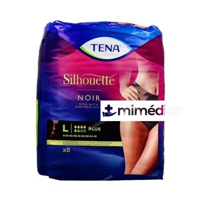 TENA SILHOUETTE BRAGA CINT ALTA INCO DIA ANAT NEGRO T/G 8 UN TENA