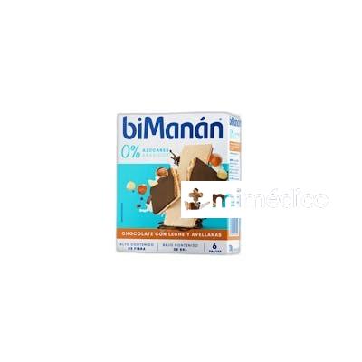 BIMANAN SNACK BARQUILLO 0% 6U CHOCO C/LECHE Y AVELLANAS TOST** BIMANAN