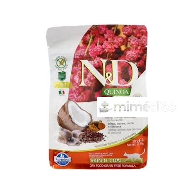 ALIMENT N&D QUINOA GF GATO SKIN&COAT ARENQUE 300 G VET FARMINA VET