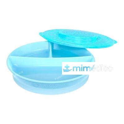 TWISTSHAKE PLATO DIVIDIDO C/TAPA +6 M AZUL PASTEL 20 CM TWISTSHAKE