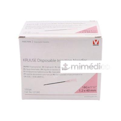 AGUJA DESECHABLE ROSA-18G 1,2X40MM 100UN VET KRUUSE VET