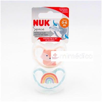 NUK CHUPETE SILICONA SPACE 0 - 6 MESES ZORRO ROSA 2 U NUK