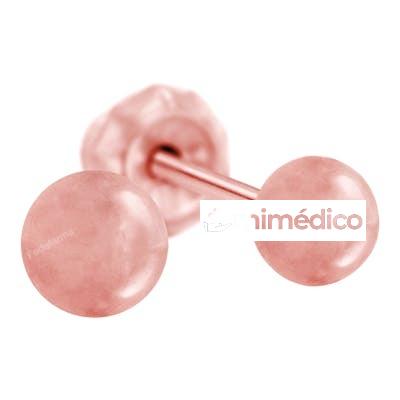 PENDIENTE INV 24K 11C-R BOLA ROSA DORADO 4MM PRIM