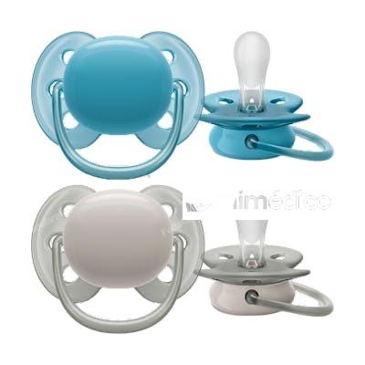 CHUPETE ULTRA SOFT 6-18 M AZUL/GRIS NIÑO 2 UDS SCF091/17 AVENT