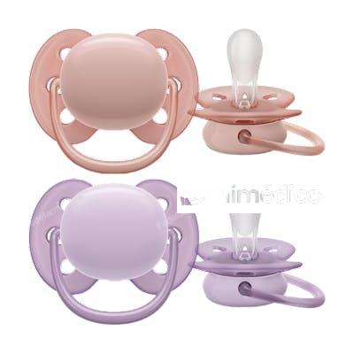 CHUPETE ULTRA SOFT 0-6 M ROSA/LILA NIÑA 2 UDS SCF091/31 AVENT