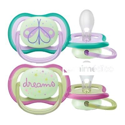 CHUPETE ULTRA AIR NOCT 0-6 M MARIPOSA/DREAM NIÑA 2 UDS SCF3 AVENT
