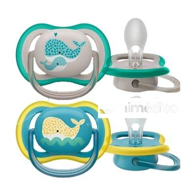 AVENT CHUPETE ULTRA AIR +18M NEUTRO BALLENAS 2 UD SCF349/24 AVENT