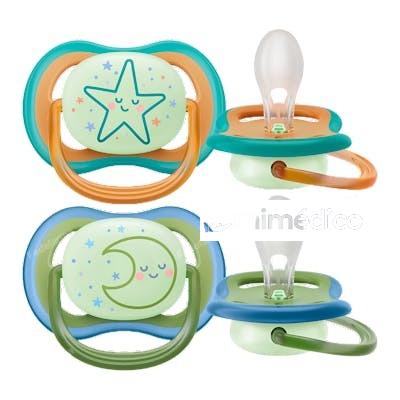 AVENT CHUPETE ULTRA AIR NOCTURNOS +18M NEUTRO LUNA/ESTRELLA AVENT