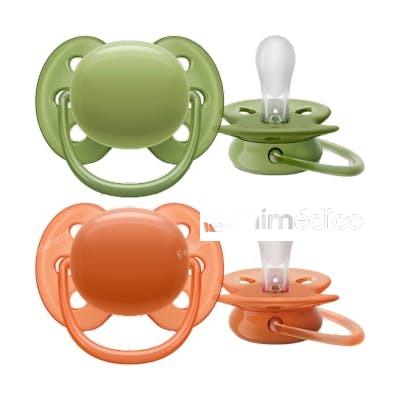 CHUPETE ULTRA SOFT +18M VERDE/NARANJA 2 UD SCF093/01 AVENT