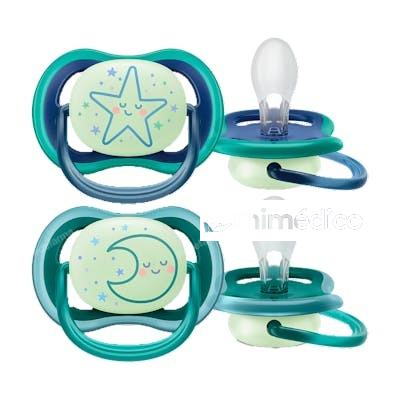 AVENT CHUPETE ULTRA AIR NOCT 6-18 M ESTRELLA/LUNA NIÑO 2 UD AVENT
