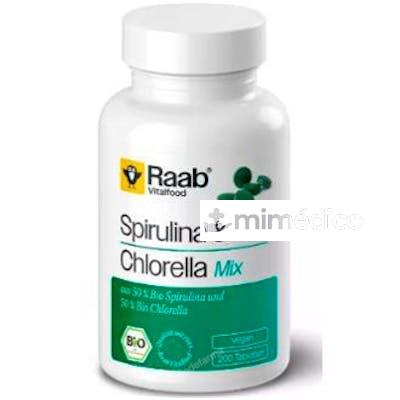 ALGA SPIRULINA+CHLORELLA 440MG 200 COMP BIO VEGAN SIN GLUTEN RAAB VITALFOOD