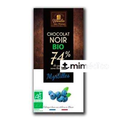 CHOCOLATE NEGRO 74% ARANDANO NEGRO AZUL 100 GR BIO MOULINDESMOINES