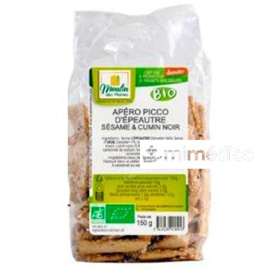 APERITIVO ESPELTA SESAMO COMINO NEGRO 150 GR BIO MOULINDESMOINES