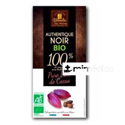 CHOCOLATE PURO 100% CACAO 100 GR BIO MOULINDESMOINES