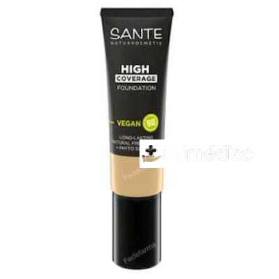 MAQUILLAJE FLUIDO ALTA COBERTURA 02 WARM IVORY 25 ML SANTE NATURKOSMETIK