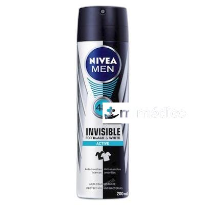 MEN INVISIBLE FOR BLACK AND WHITE ACTIVE DESODORANTE 200 ML NIVEA