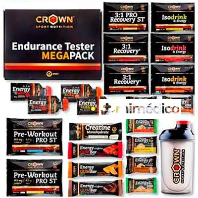 PACK ENDURANCE TESTER 3.0 CON SHAKER 500ML VARIADO CROWN SPORT NUTRITION