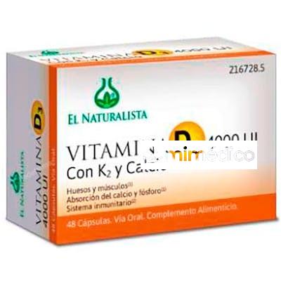 VITAMINA D3 4000 UI K2 CALCIO 48 CAP EL NATURALISTA