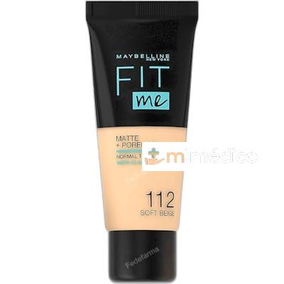 FIT ME MATTE PORELESS BASE DE MAQUILLAJE 30 ML 112 SOFT BEI MAYBELLINE