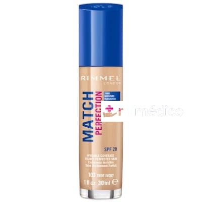 BASE DE MAQUILLAJE MATCH PERFECTION SPF20 30 ML 103 TRUE IVO RIMMEL LONDON