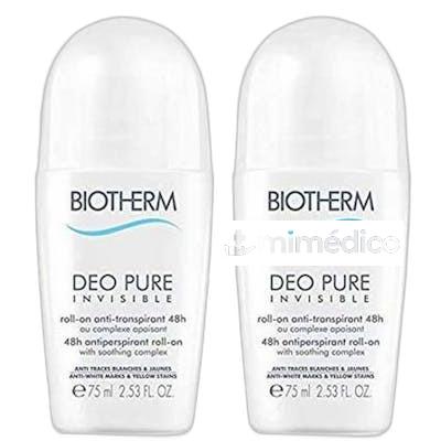 DUPLO DESODORANTE PURE ROLL ON INVISIBLE 2 X 75 ML NA BIOTHERM