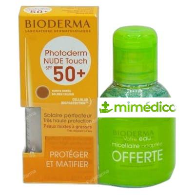 PACK PHOTODERM NUDE TOUCH SPF50 DORADO AGUA MICELLAR 197 GR BIODERMA