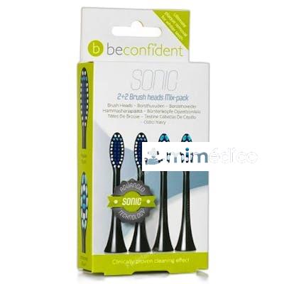 CABEZALES DE CEPILLO SONIC REGULARBLANQUEADOR 4 PIEZAS BLACK BECONFIDENT