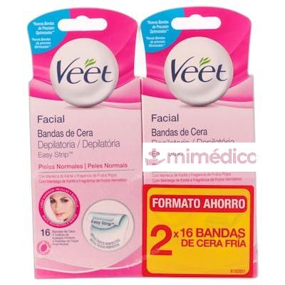 BANDAS DE CERA DEPILATORIAS FACIALES PIEL NORMAL 2 UDS NA VEET