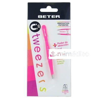 PINZA DEPILAR MAGNETICA PUNTA OBLICUA FUCSIA NA BETER