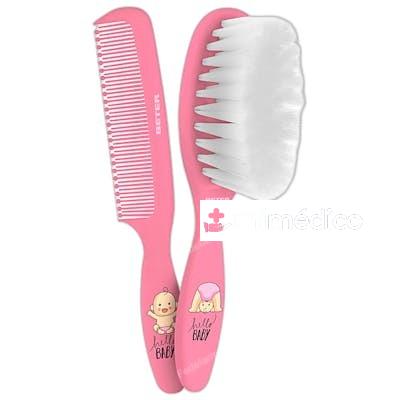 CEPILLO PEINE BEBE ROSA LOTE 2 PZ NA BETER