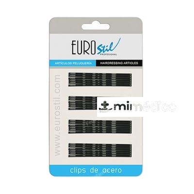 CLIPS DE ACERO ONDULADOS 70 MM 24 UDS NEGRO EUROSTIL
