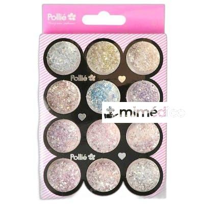 GLITTER SURTIDO BRILLO DECORACION DE UNAS 12 PIEZAS NA POLLIE
