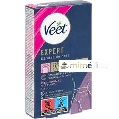 EXPERT CORPORAL BANDAS DE CERA PIEL NORMAL 16 UNIDADES VEET