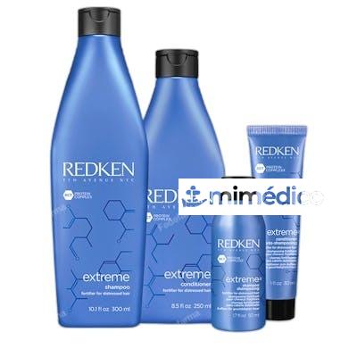 SET EXTREME CHAMPU FORTALECEDOR CABELLO DANADO 300 ML 3 PIE REDKEN