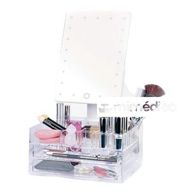 ESPEJO LUZ TACTIL,A BATERIA,CON ORGANIZADOR ABSOLUTE CLASS PERFECT BEAUTY