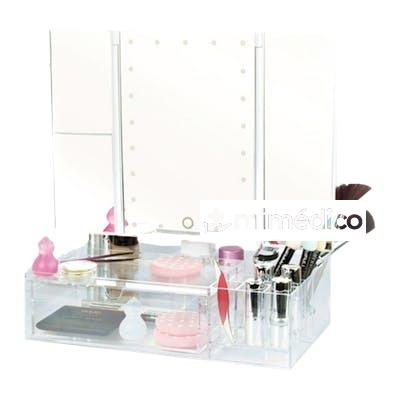 ESPEJO DE LUZ TACTIL, A BATERIAS, AUMENTO 1X,2X Y 3X CON ORG PERFECT BEAUTY