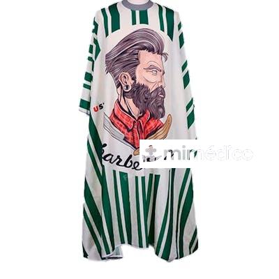 CAPA DE CORTE SEDA CUELLO DE SILICONA VERDE BARBER HIPSTER BIFULL