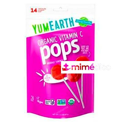 PIRULETAS ORGANICAS CON VITAMINA C SABOR FRUTAS 14 UDS YUM EARTH