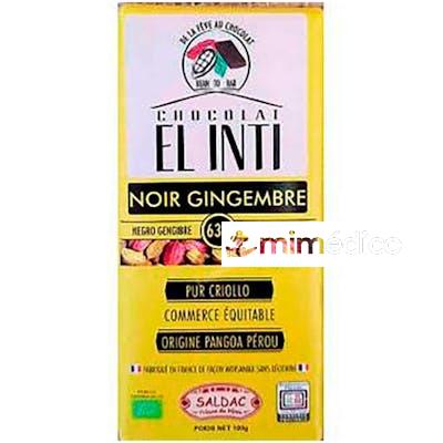 CHOCOLATE NEGRO JENGIBRE 63% 100  GR ECO SALDAC