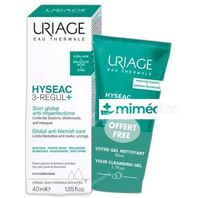 HYSEAC 3 REGUL GRANOS PUNTOS NEGROS GEL LIMPIADOR ESTUCHE 2 URIAGE