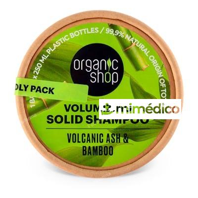 CHAMPU SOLIDO VOLUMINIZADOR CENIZAS VOLCANICAS Y BAMBU, 60 G ORGANIC SHOP