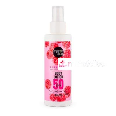 LOCION CORPORAL CON PROTECCION SOLAR FRAMBUESA + ANTIOXIDANT ORGANIC SHOP