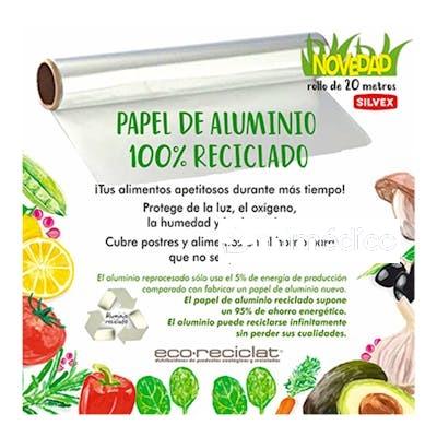 PAPEL DE ALUMINIO COCINA 100% RECICLADO ROLLO 20M SILVEX