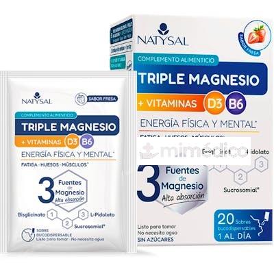 TRIPLE MAGNESIO VITAMINA B6 Y D3 20 SOB BUCO NATYSAL